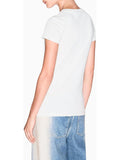 AX ARMANI D T-shirt logo paillettes bianco