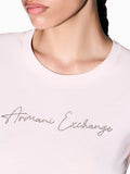 AX ARMANI D T-shirt slim fit logo strass rosa