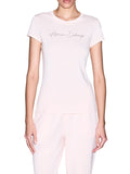AX ARMANI D T-shirt slim fit logo strass rosa