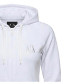 AX ARMANI D Felpa con zip e cappuccio bianco