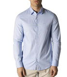 AX ARMANI U Camicia classica con bottoni in madreperla celeste