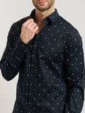 AX ARMANI U T-shirt classic microfantasia logo BLU SCURO