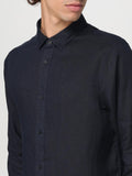 AX ARMANI U Camicia di lino BLU SCURO