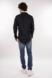 AX ARMANI U Camicia di lino collo alla coreana nero
