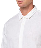AX ARMANI U Camicia di lino maniche corte bianco
