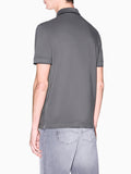AX ARMANI U Polo slim in piquet con inserto logato sui bottoni grigio
