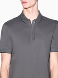 AX ARMANI U Polo slim in piquet con inserto logato sui bottoni grigio