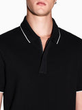 AX ARMANI U Polo slim in piquet con inserto logato sui bottoni nero
