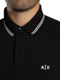 AX ARMANI U Polo con profili contrasto nero