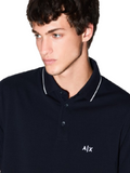 AX ARMANI U Polo slim fit con logo e piping BLU SCURO