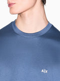 AX ARMANI U T-shirt basic piccolo logo BLU CINA