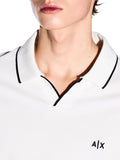 AX ARMANI U Polo con apertura a v con profili contrasto bianco