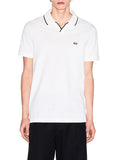 AX ARMANI U Polo con apertura a v con profili contrasto bianco