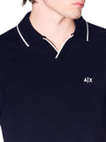 AX ARMANI U Polo con apertura a v con profili contrasto BLU SCURO