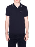 AX ARMANI U Polo con apertura a v con profili contrasto BLU SCURO