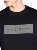 AX ARMANI U T-shirt logo centrale BLU SCURO