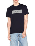 AX ARMANI U T-shirt logo centrale BLU SCURO