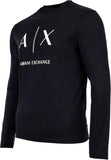 AX ARMANI U T-shirt manica lunga maxi logo BLU SCURO