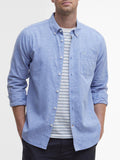 BARBOUR U Camicia tailored Nelson in misto lino celeste