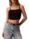 CK J D COL Top crop con bretellina nero