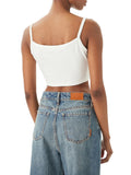 CK J D COL Top crop con bretellina bianco