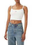 CK J D COL Top crop con bretellina bianco