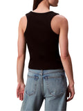 CK J D PRE Canotta woven label 2x2 baby cropped nero