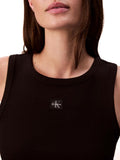 CK J D PRE Canotta woven label 2x2 baby cropped nero