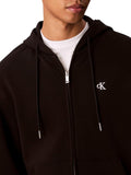 CK J U PRE Felpa zip e cappuccio terry monogram nero