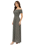 CLERY+R JNG-LF Abito lungo a fiori verde
