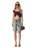 CLERY+R SHH-Q Bermuda con cintura bandana DENIM