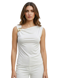 CLERY+R SN-LN Canotta top con dettaglio gioiello dorato bianco