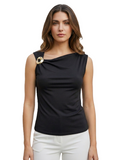 CLERY+R SN-LN Canotta top con dettaglio gioiello dorato nero