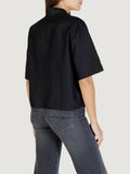 COLCCI Camicia mezza manica dettagli strass sul colletto nero
