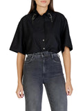 COLCCI Camicia mezza manica dettagli strass sul colletto nero