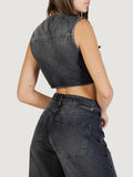 COLCCI Gilet di jeans super cropped nero