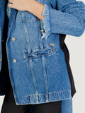 COLCCI Giacca in denim bitessuto nero e denim BLU/NERO