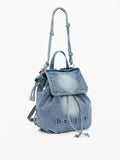 DESIGUAL ACC Zaino half logo in denim luena mini blu