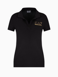EA7 D Polo senza bottoni logo oro nero