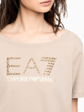 EA7 D T-shirt basic maxi logo strass grigio