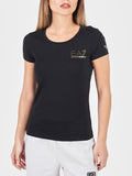 EA7 D T-shirt girocollo logo oro nero