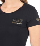 EA7 D T-shirt girocollo logo oro nero