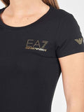 EA7 D T-shirt girocollo logo oro nero
