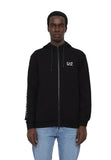 EA7 U Felpa zip e cappuccio logo NERO/B.CO