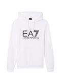 EA7 U Felpa con cappuccio e maxi logo EA7 bianco
