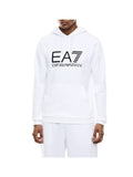 EA7 U Felpa con cappuccio e maxi logo EA7 bianco