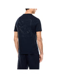 EA7 U T-shirt basic logo grande sul retro blu