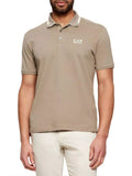 EA7 U Polo con profili contrasto beige