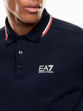 EA7 U Polo con profili contrasto blu