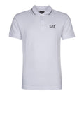 EA7 U Polo core identity in piquet di cotone stretch con profili contrasto bianco